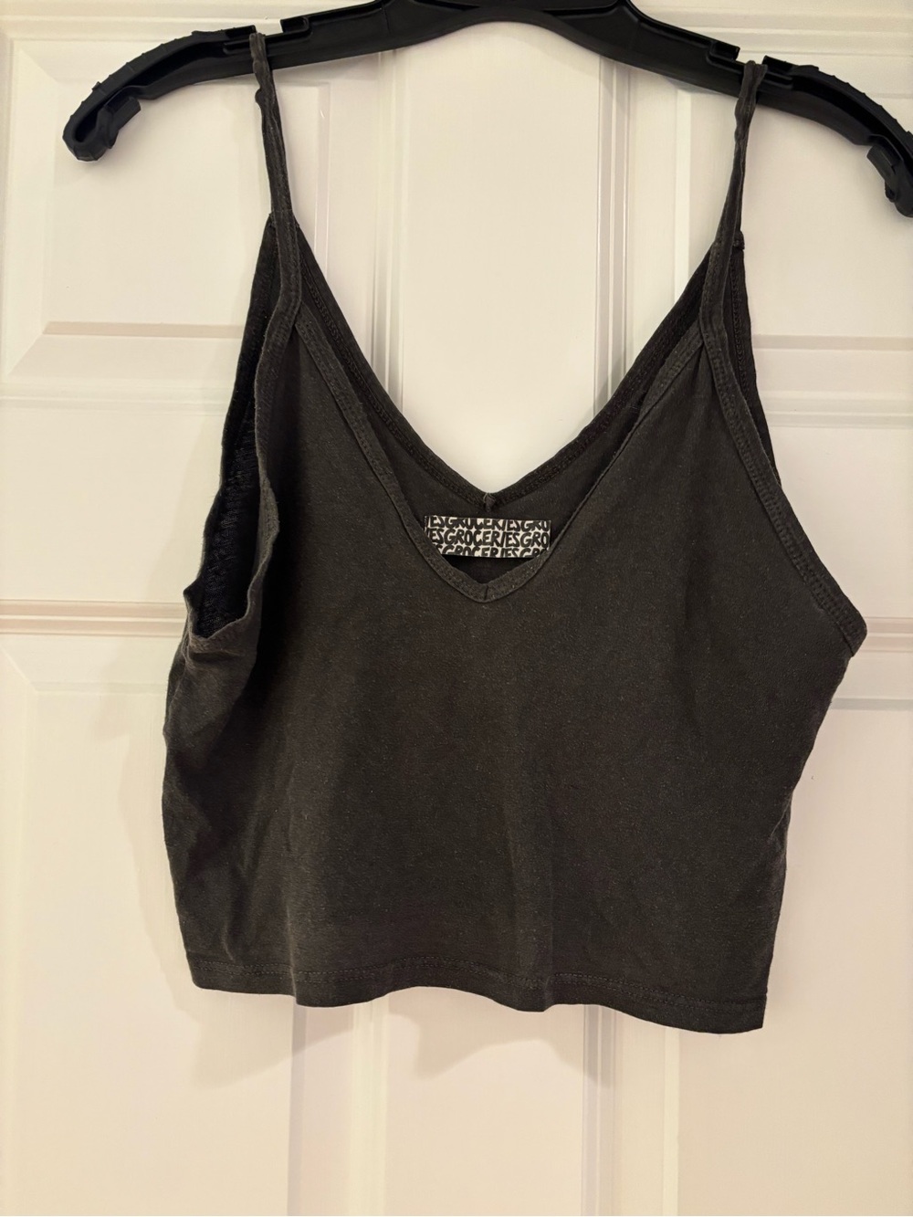 Ladies Black V-Neck Cropped Tank Top -